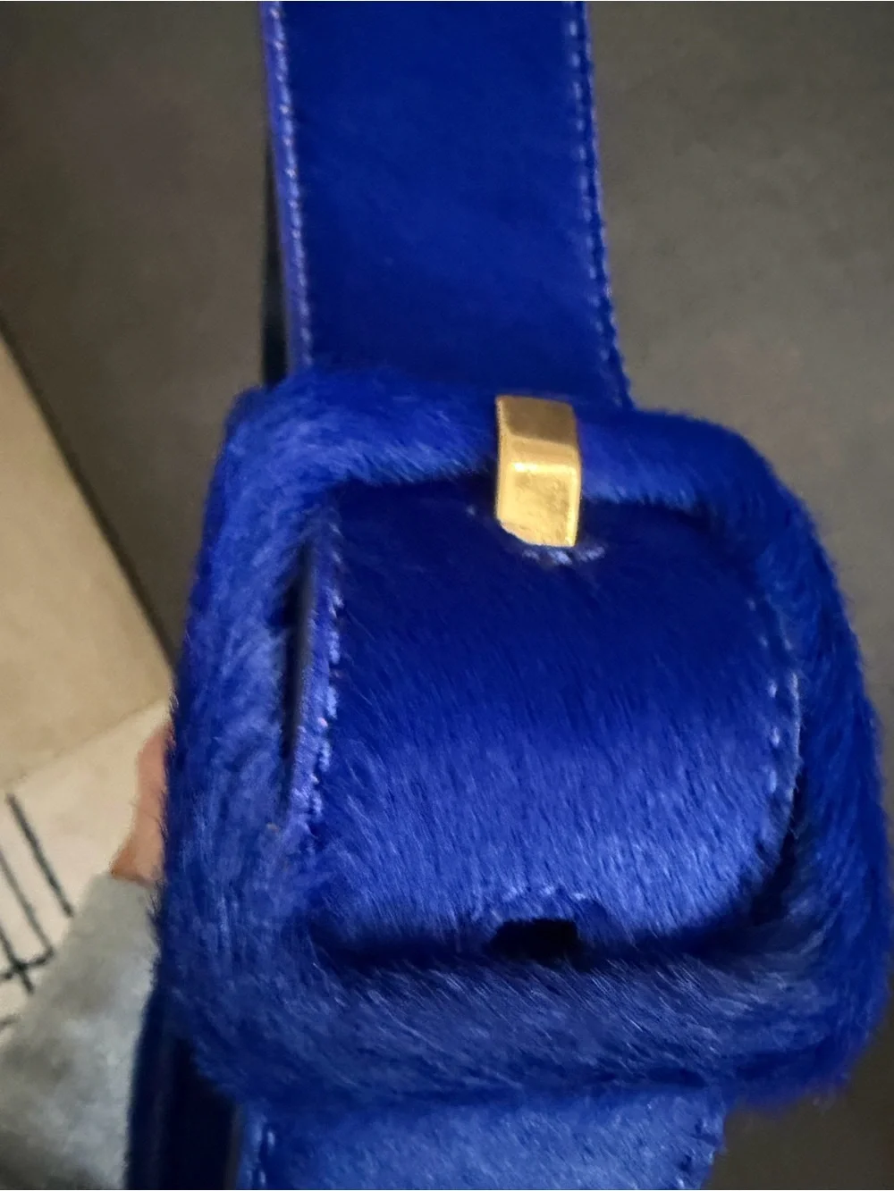Tory Burch Blue Calf Hair Big buckle Crossbody Bag